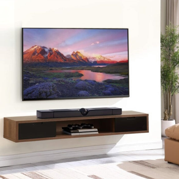 Air 1800mm Wall Mount Entertainment Unit - Dark Oak/Black