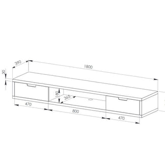 Air 1800mm Wall Mount Entertainment Unit - Dark Oak/Black