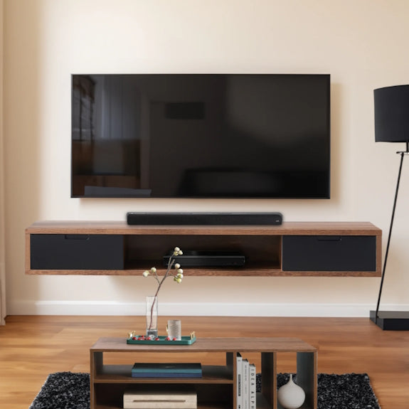 Air 2000mm Wall Mount Entertainment Unit - Dark Oak/Black