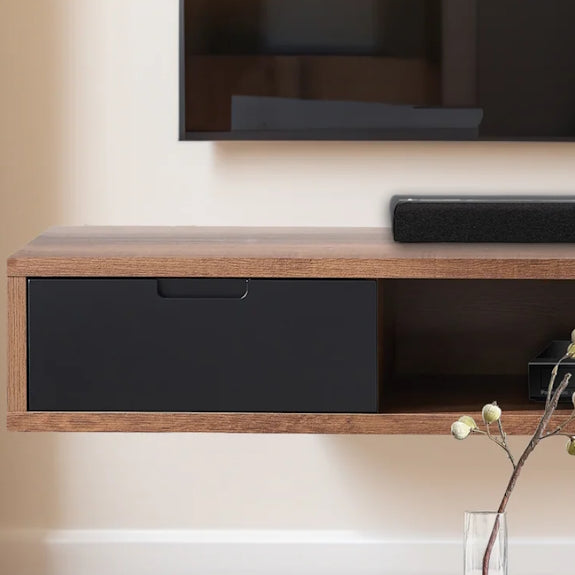 Air 2000mm Wall Mount Entertainment Unit - Dark Oak/Black