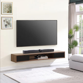 Air 2000mm Wall Mount Entertainment Unit - Dark Oak/Black
