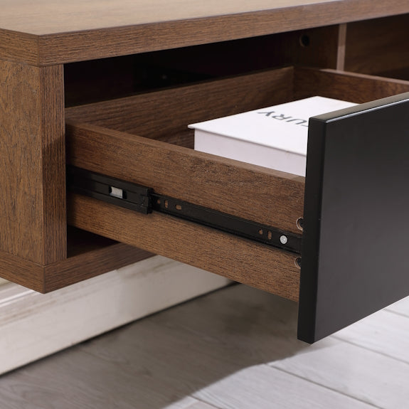 Air 2000mm Wall Mount Entertainment Unit - Dark Oak/Black