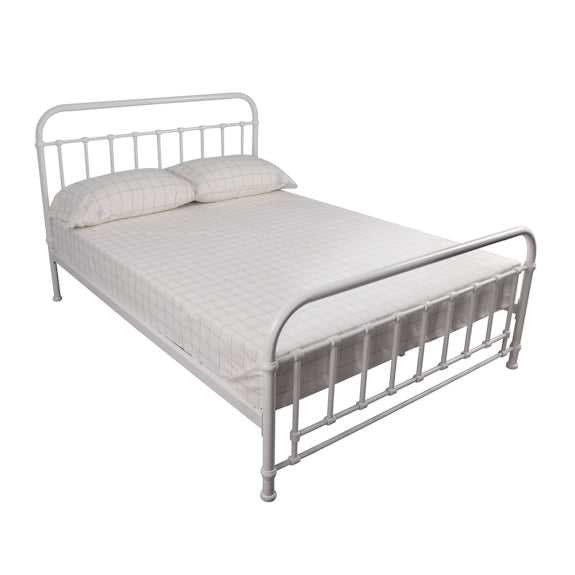 Akira Queen Metal Bed - White