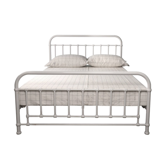 Akira Queen Metal Bed - White