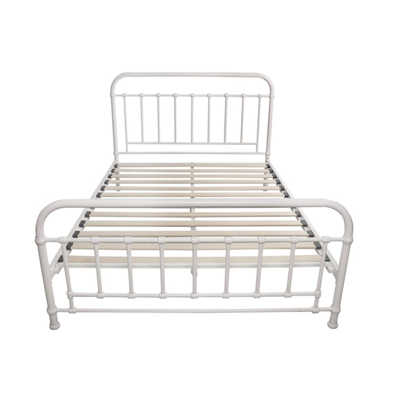Akira Queen Metal Bed - White