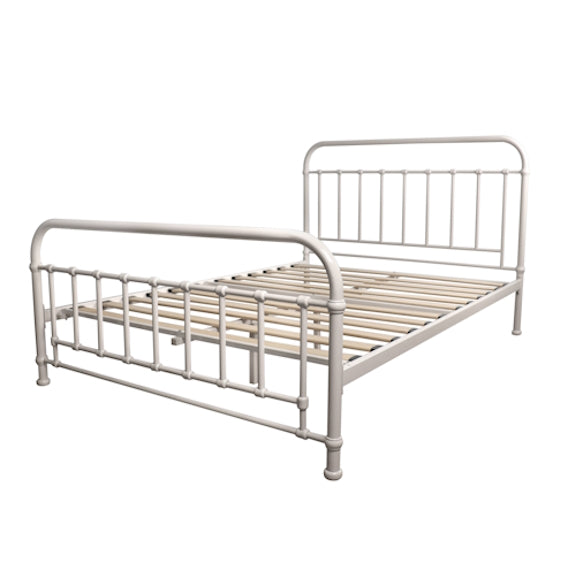 Akira Queen Metal Bed - White