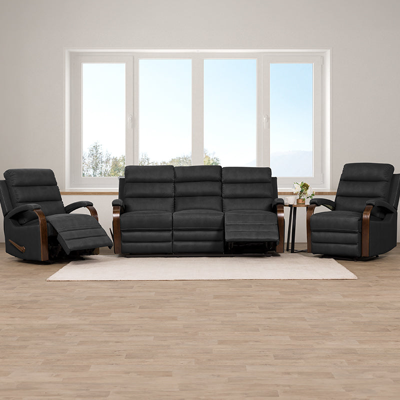 Alamo 3 Seater Fabric Recliner - Jet