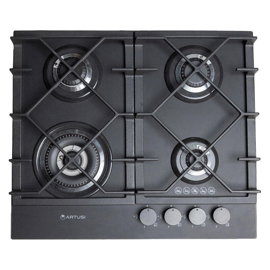 Artusi 60cm Gas Cooktop with 4 Burners - Nano Matte Black