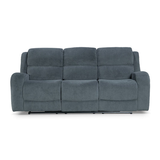 Asper 3 Seater Sofa Lounge with Manual Recliner - Easton Grey Fabric
