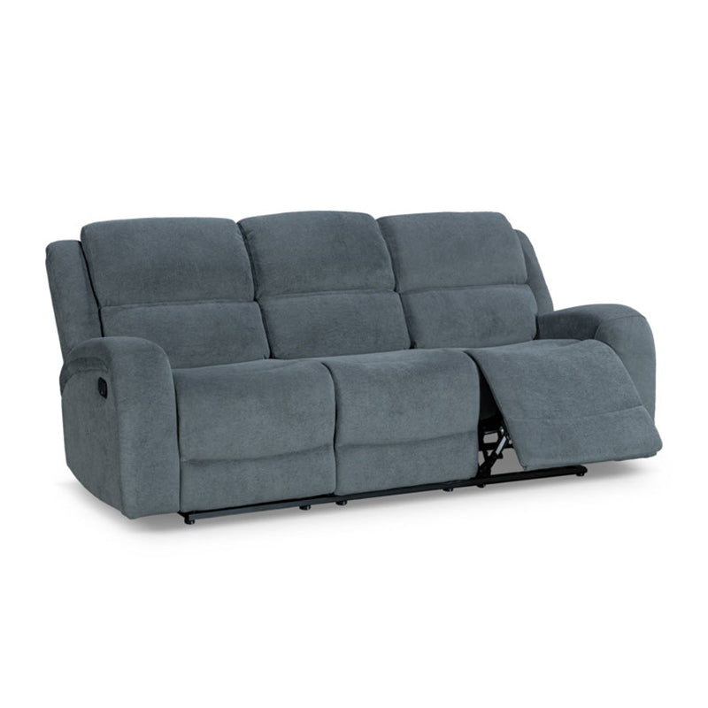 Asper 3 Seater Sofa Lounge with Manual Recliner - Easton Grey Fabric