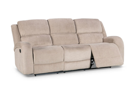 Asper 3 Seater Sofa Lounge with Manual Recliner - Easton Latte Fabric