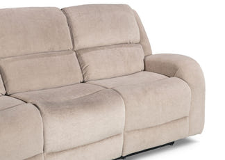 Asper 3 Seater Sofa Lounge with Manual Recliner - Easton Latte Fabric
