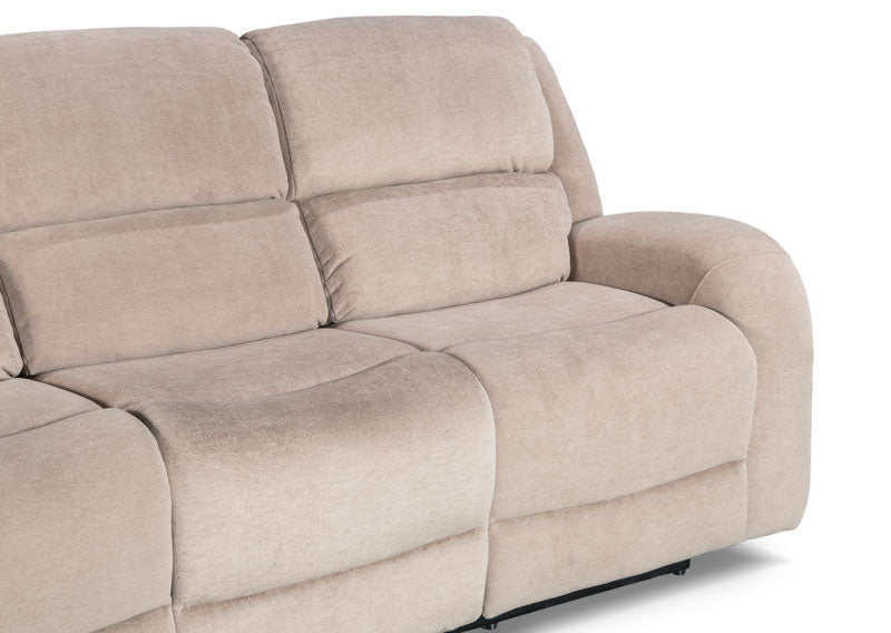 Asper 3 Seater Sofa Lounge with Manual Recliner - Easton Latte Fabric
