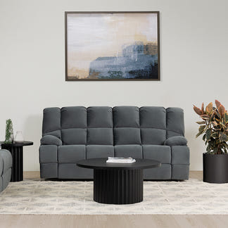 Augustus 3 Seater Fabric Recliner Sofa - Dark Grey