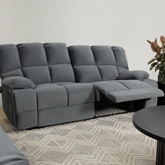 Augustus 3 Seater Fabric Recliner Sofa - Dark Grey