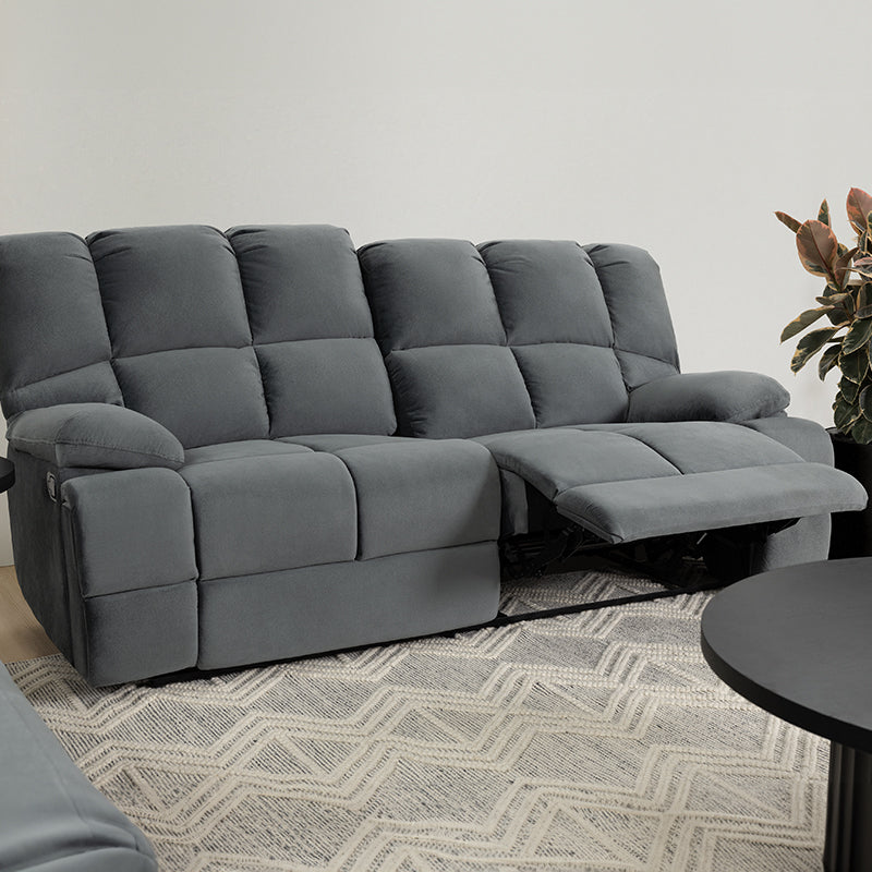 Augustus 3 Seater Fabric Recliner Sofa - Dark Grey