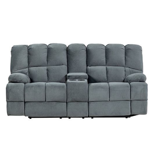 Augustus 2 Seater Fabric Recliner Sofa - Dark Grey