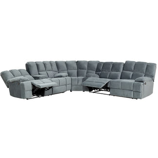 Augustus 5 Seater Corner Fabric Recliner Lounge - Dark Grey
