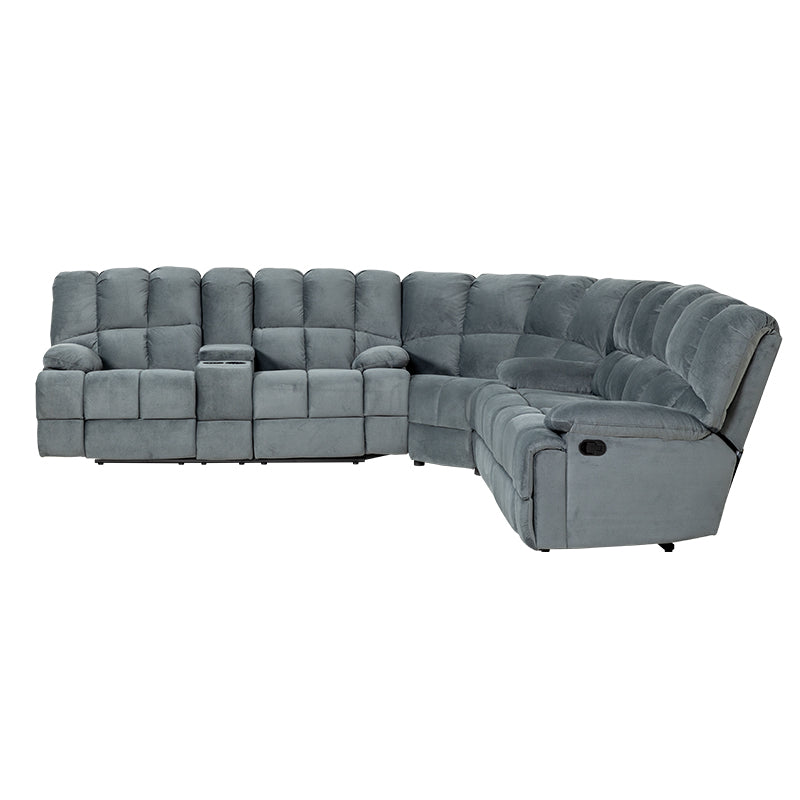 Augustus 5 Seater Corner Fabric Recliner Lounge - Dark Grey