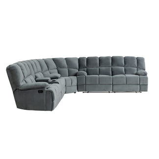 Augustus 5 Seater Corner Fabric Recliner Lounge - Dark Grey