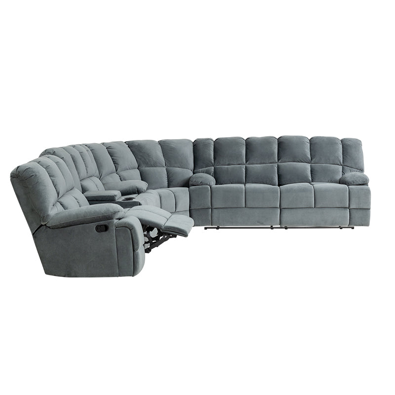 Augustus 5 Seater Corner Fabric Recliner Lounge - Dark Grey