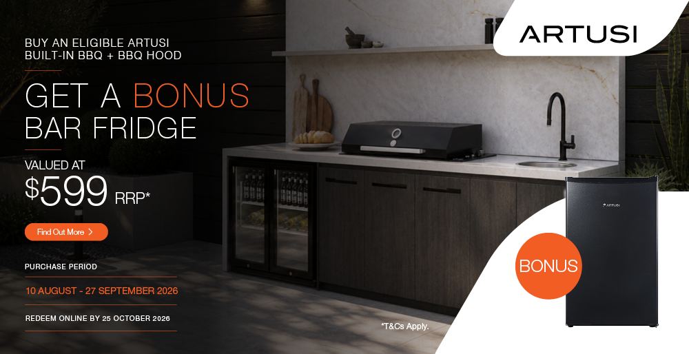 Bundle an Artusi BBQ & Lid to be eligible for a Bonus Bar Fridge