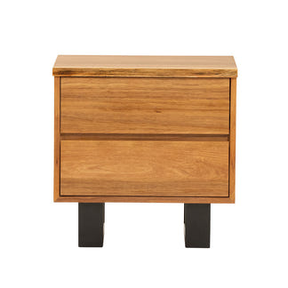 Baxter 2 Drawer Bedside Table - Blackwood