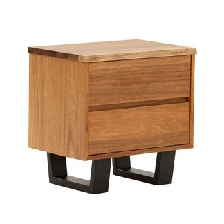 Baxter 2 Drawer Bedside Table - Blackwood