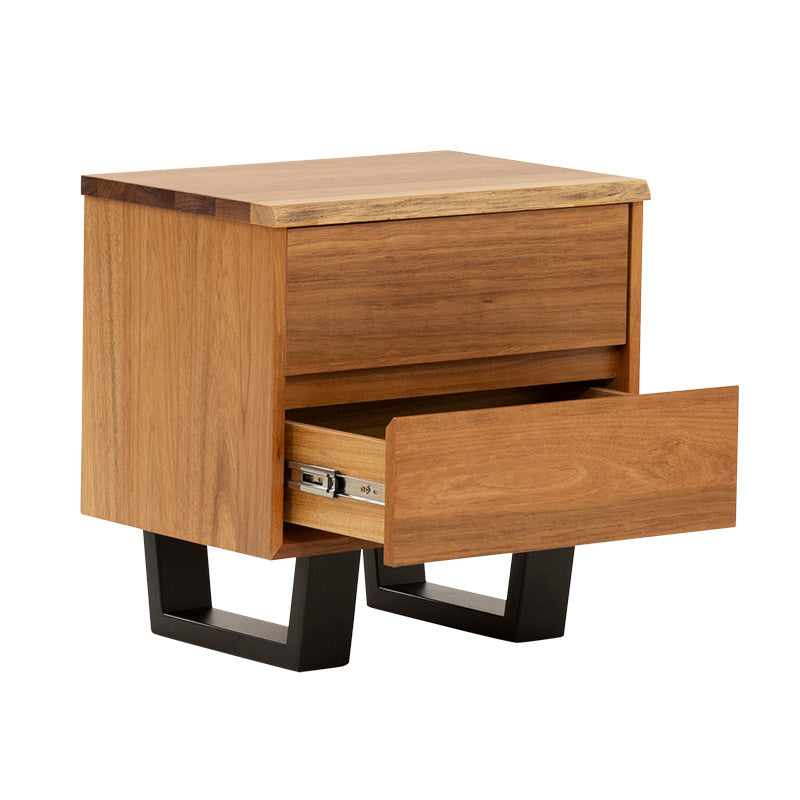 Baxter 2 Drawer Bedside Table - Blackwood