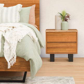 Baxter 2 Drawer Bedside Table - Blackwood