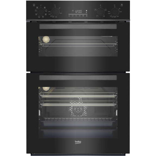 Beko 60cm Built-In Double Oven with 8 + 4 Functions - Black