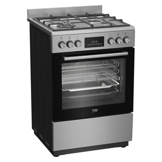Beko 60cm Freestanding Upright Dual Fuel Cooker - Stainless Steel