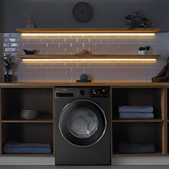 Beko 9kg Front Load Washer with Steam - Black