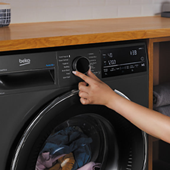 Beko 9kg Front Load Washer with Steam - Black