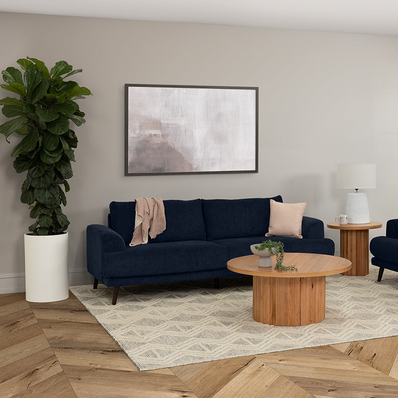Bianca 3 Seater Fabric Sofa - Navy