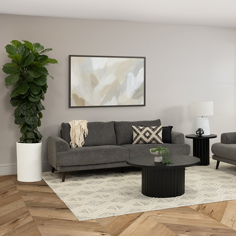 Bianca 3 Seater Fabric Sofa - Dark Grey