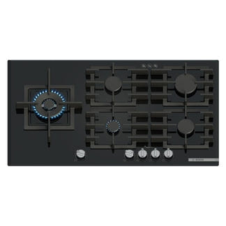 Bosch 90cm 5 Burner Gas Cooktop - Black Glass (Series 6)
