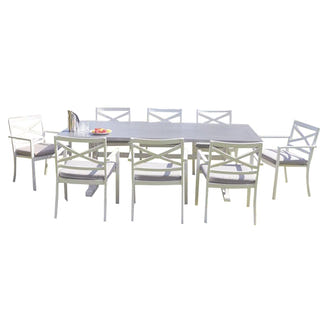 Bridgeport 9 Piece Outdoor Dining Setting - White/Graphite