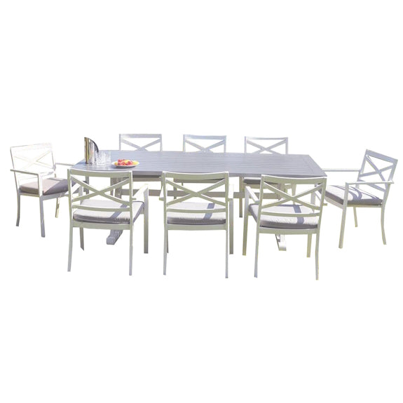 Bridgeport 9 Piece Outdoor Dining Setting - White/Graphite