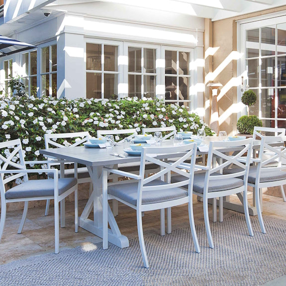 Bridgeport 9 Piece Outdoor Dining Setting - White/Graphite