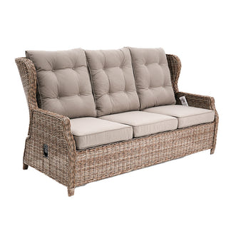 Buenos Aires 4 Piece Outdoor Recliner Sofa Set with Ceramic Glass Coffee Table - Marina/Taupe