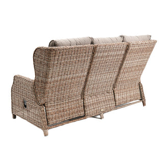 Buenos Aires 4 Piece Outdoor Recliner Sofa Set with Ceramic Glass Coffee Table - Marina/Taupe