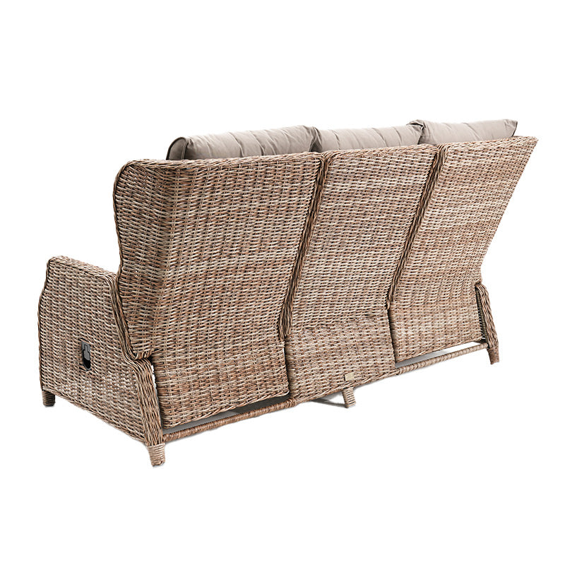 Buenos Aires 4 Piece Outdoor Recliner Sofa Set with Ceramic Glass Coffee Table - Marina/Taupe