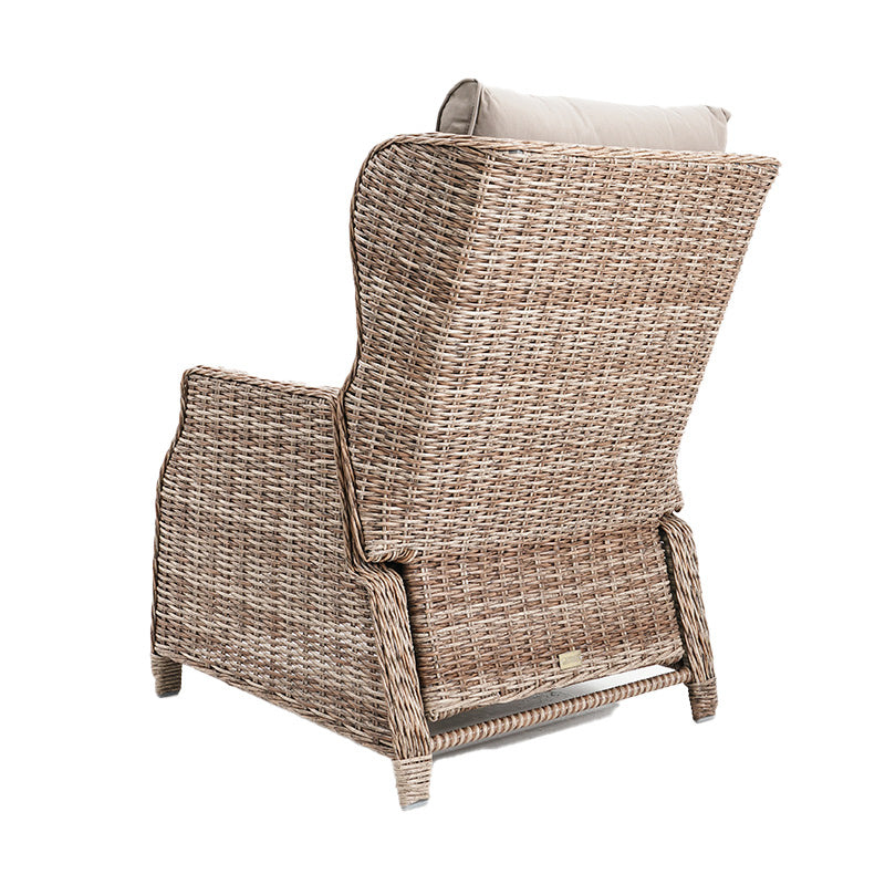 Buenos Aires 4 Piece Outdoor Recliner Sofa Set with Ceramic Glass Coffee Table - Marina/Taupe
