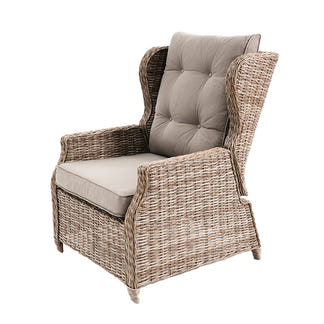 Buenos Aires 4 Piece Outdoor Recliner Sofa Set with Ceramic Glass Coffee Table - Marina/Taupe