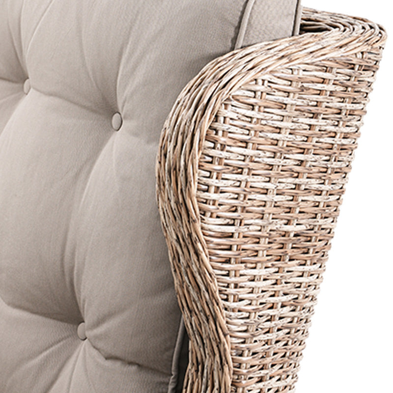 Buenos Aires 4 Piece Outdoor Recliner Sofa Set with Ceramic Glass Coffee Table - Marina/Taupe