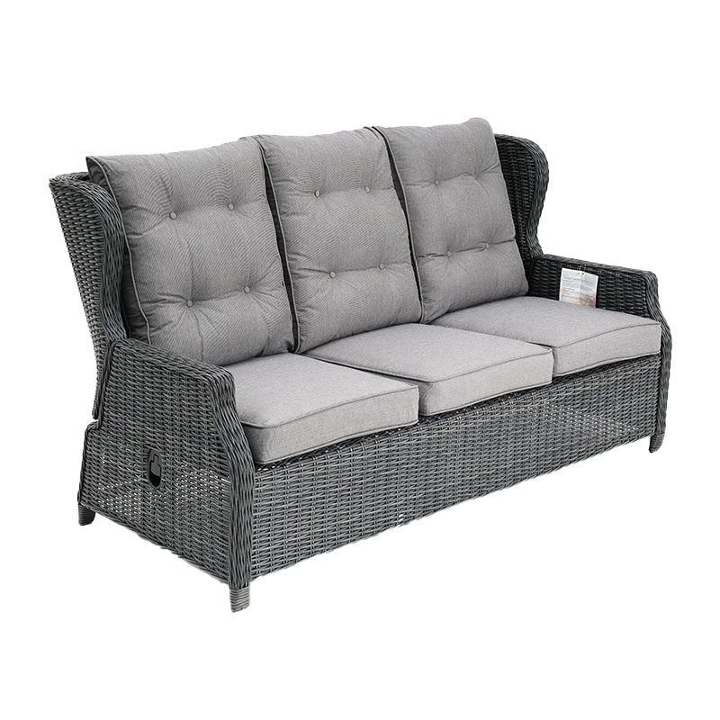 Buenos Aires 4 Piece Outdoor Recliner Sofa Set with Lift Ceramic Tabletop - Castle Grey/Grey