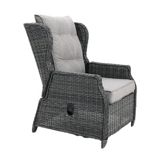 Buenos Aires 4 Piece Outdoor Recliner Sofa Set with Lift Ceramic Tabletop - Castle Grey/Grey