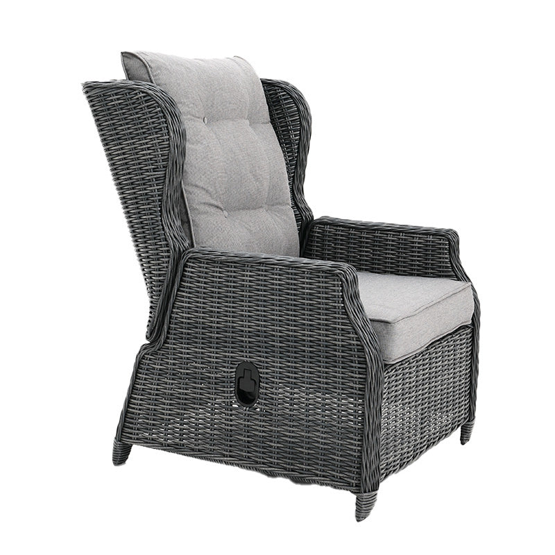Buenos Aires 4 Piece Outdoor Recliner Sofa Set with Lift Ceramic Tabletop - Castle Grey/Grey