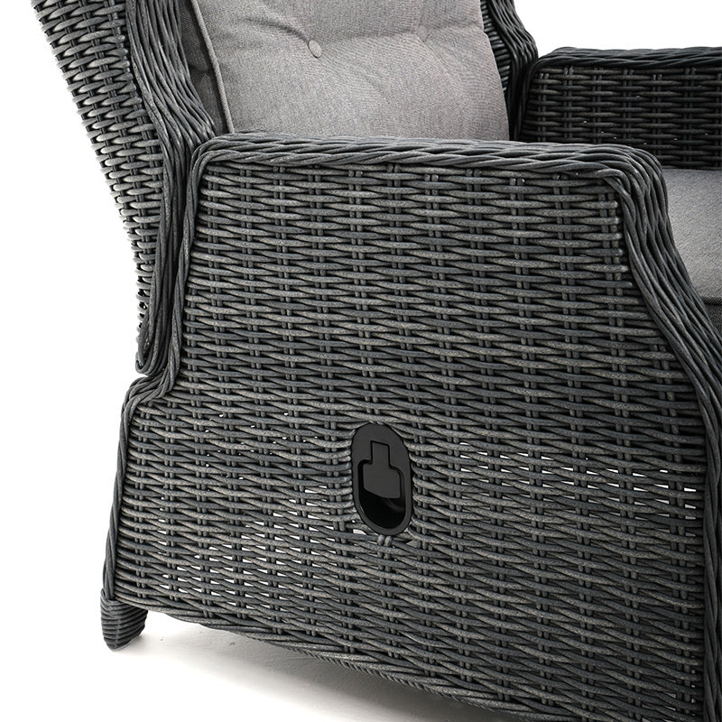 Buenos Aires 4 Piece Outdoor Recliner Sofa Set with Lift Ceramic Tabletop - Castle Grey/Grey